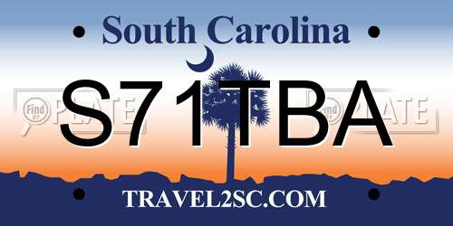 S71TBA South Carolina License Plate