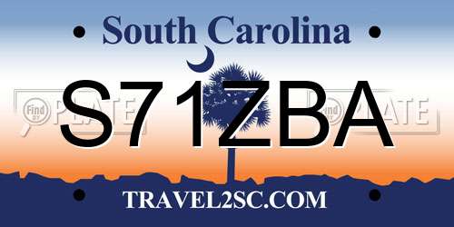 S71ZBA South Carolina License Plate
