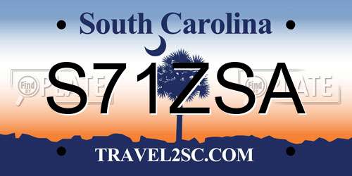 S71ZSA South Carolina License Plate