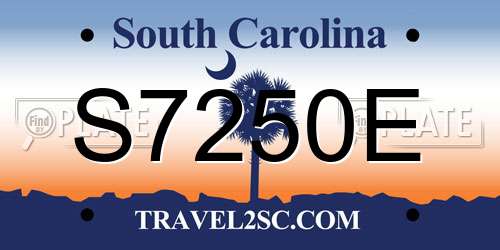 S7250E South Carolina License Plate