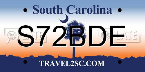 S72BDE South Carolina License Plate