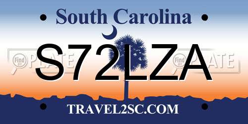 S72LZA South Carolina License Plate