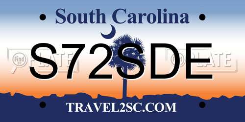 S72SDE South Carolina License Plate