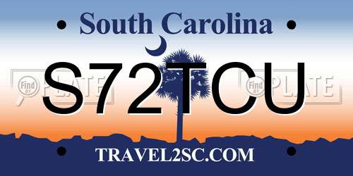 S72TCU South Carolina License Plate
