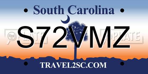 S72VMZ South Carolina License Plate