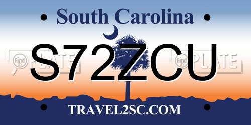 S72ZCU South Carolina License Plate