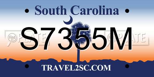 S7355M South Carolina License Plate