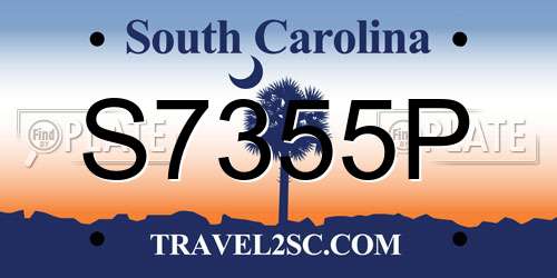 S7355P South Carolina License Plate