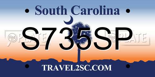 S735SP South Carolina License Plate