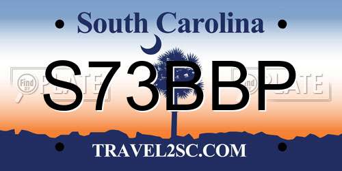 S73BBP South Carolina License Plate