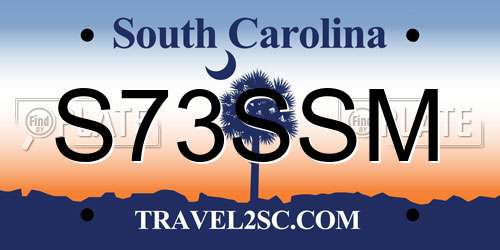 S73SSM South Carolina License Plate