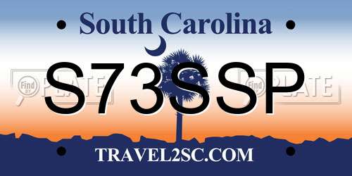 S73SSP South Carolina License Plate