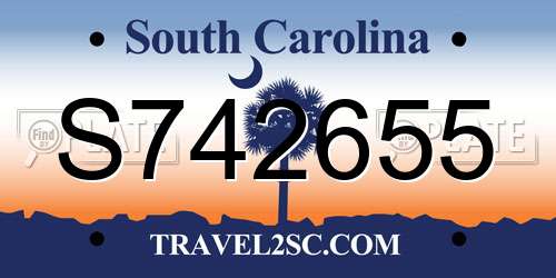 S742655 South Carolina License Plate