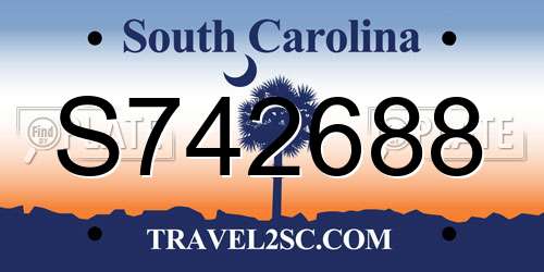 S742688 South Carolina License Plate