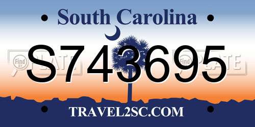 S743695 South Carolina License Plate