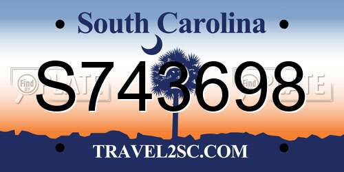 S743698 South Carolina License Plate