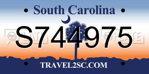 S744975 South Carolina License Plate