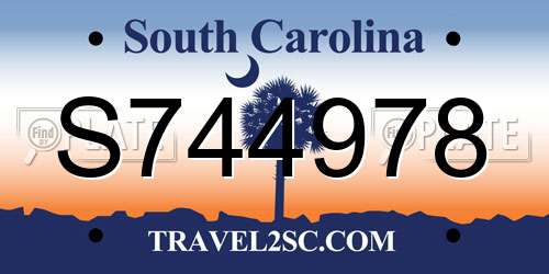 S744978 South Carolina License Plate