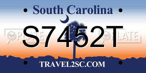 S7452T South Carolina License Plate
