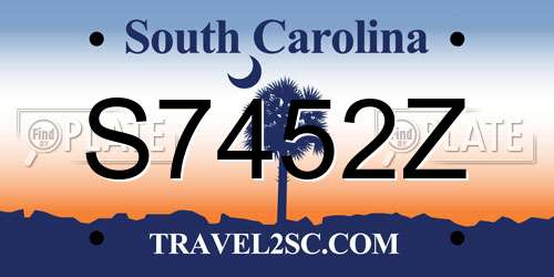 S7452Z South Carolina License Plate