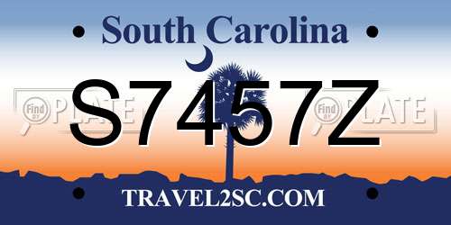 S7457Z South Carolina License Plate