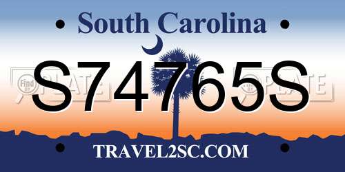 S74765S South Carolina License Plate