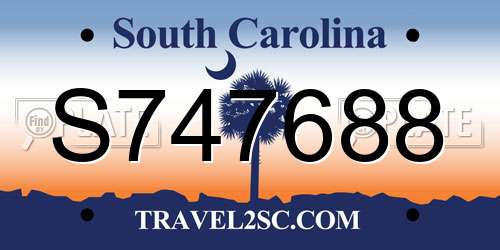 S747688 South Carolina License Plate