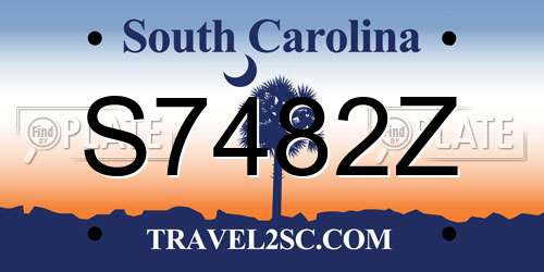 S7482Z South Carolina License Plate