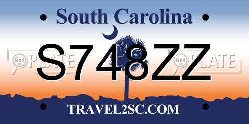 S748ZZ South Carolina License Plate