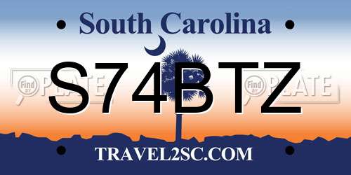 S74BTZ South Carolina License Plate