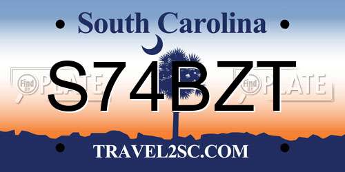 S74BZT South Carolina License Plate