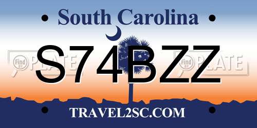 S74BZZ South Carolina License Plate