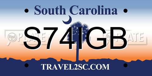 S74IGB South Carolina License Plate