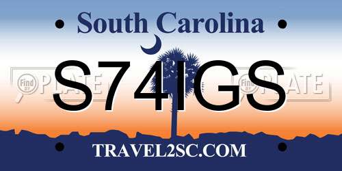 S74IGS South Carolina License Plate