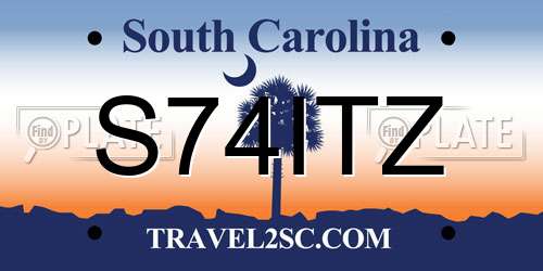 S74ITZ South Carolina License Plate