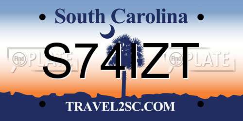 S74IZT South Carolina License Plate