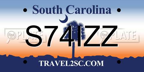 S74IZZ South Carolina License Plate