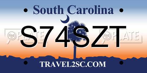 S74SZT South Carolina License Plate