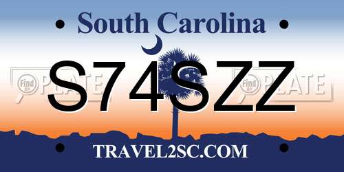 S74SZZ South Carolina License Plate