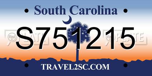 S751215 South Carolina License Plate