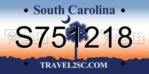 S751218 South Carolina License Plate