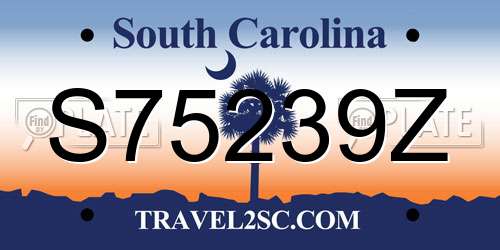S75239Z South Carolina License Plate