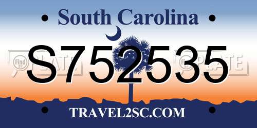 S752535 South Carolina License Plate