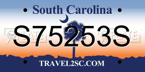 S75253S South Carolina License Plate
