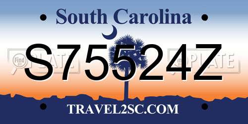 S75524Z South Carolina License Plate