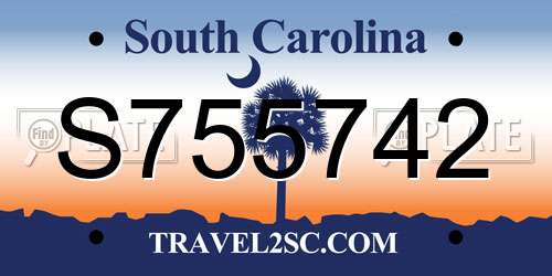 S755742 South Carolina License Plate