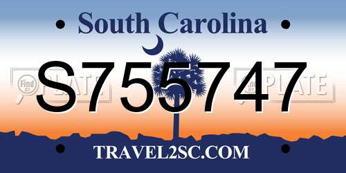 S755747 South Carolina License Plate