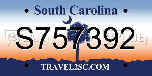S757392 South Carolina License Plate