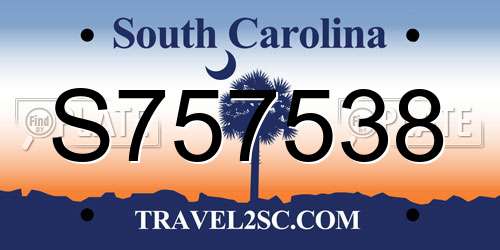 S757538 South Carolina License Plate