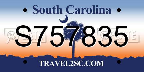 S757835 South Carolina License Plate